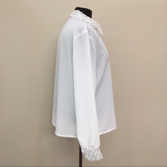 WEYBURN LA REDOUTE Vintage White Embroidered Button Up Blouse Woman’s 12 - Picture 2 of 8